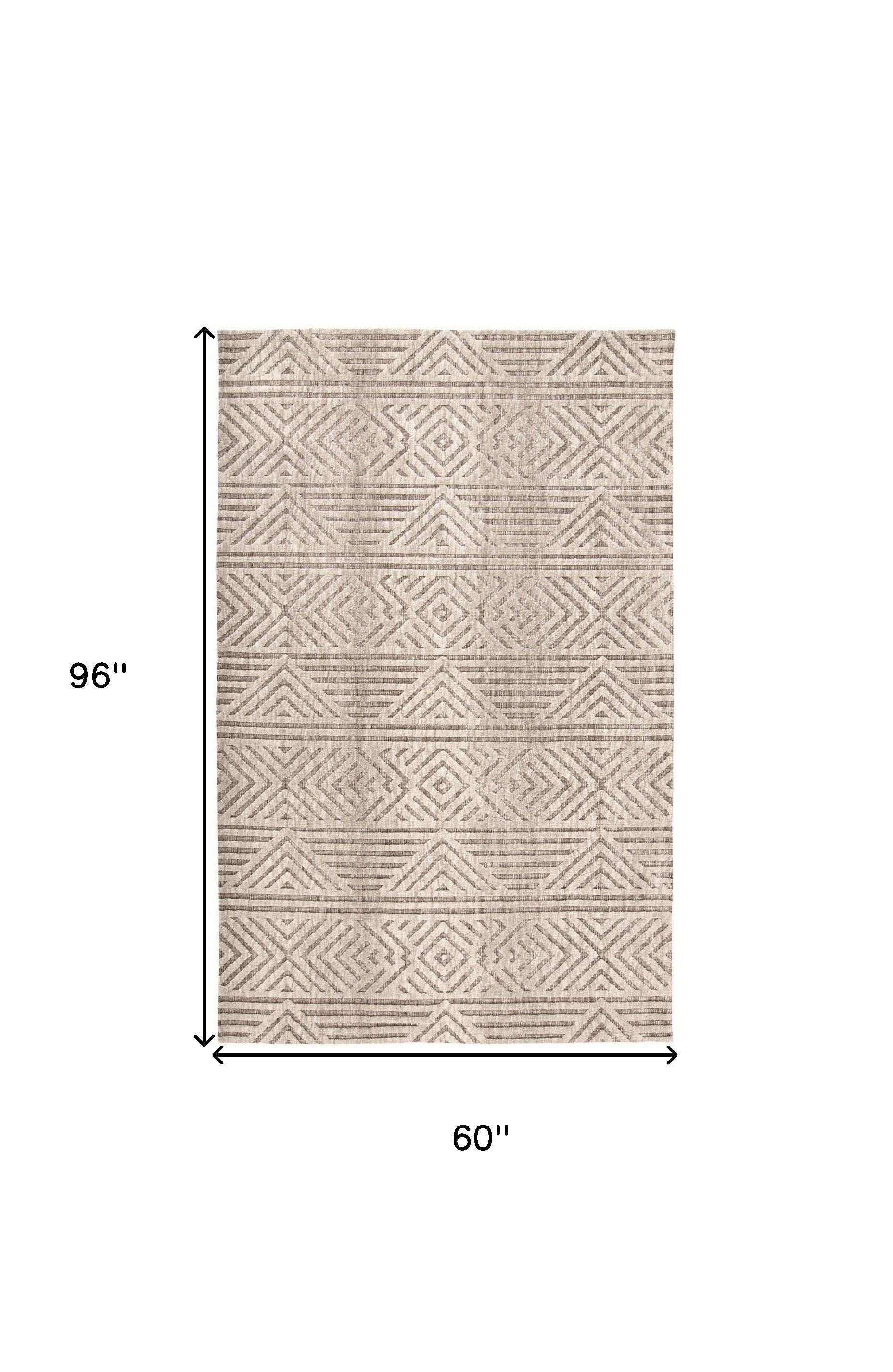 High - Quality Stain - Resistant Geometric Area Rug in Tan, Ivory, and Brown Tones for a Warm and Stylish Home Decor