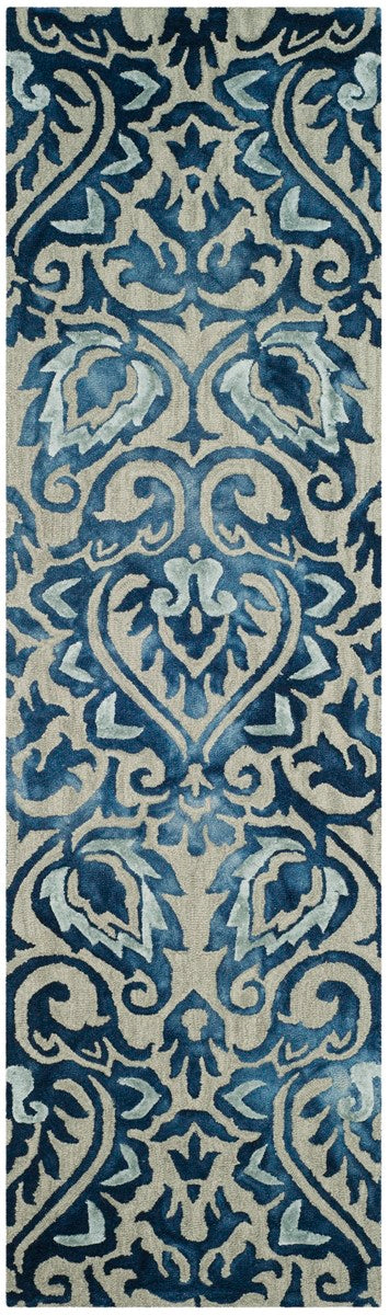 Elegant Hand-Tufted Wool Dip Dye Rug with Blue Floral Patterns for Modern Homes