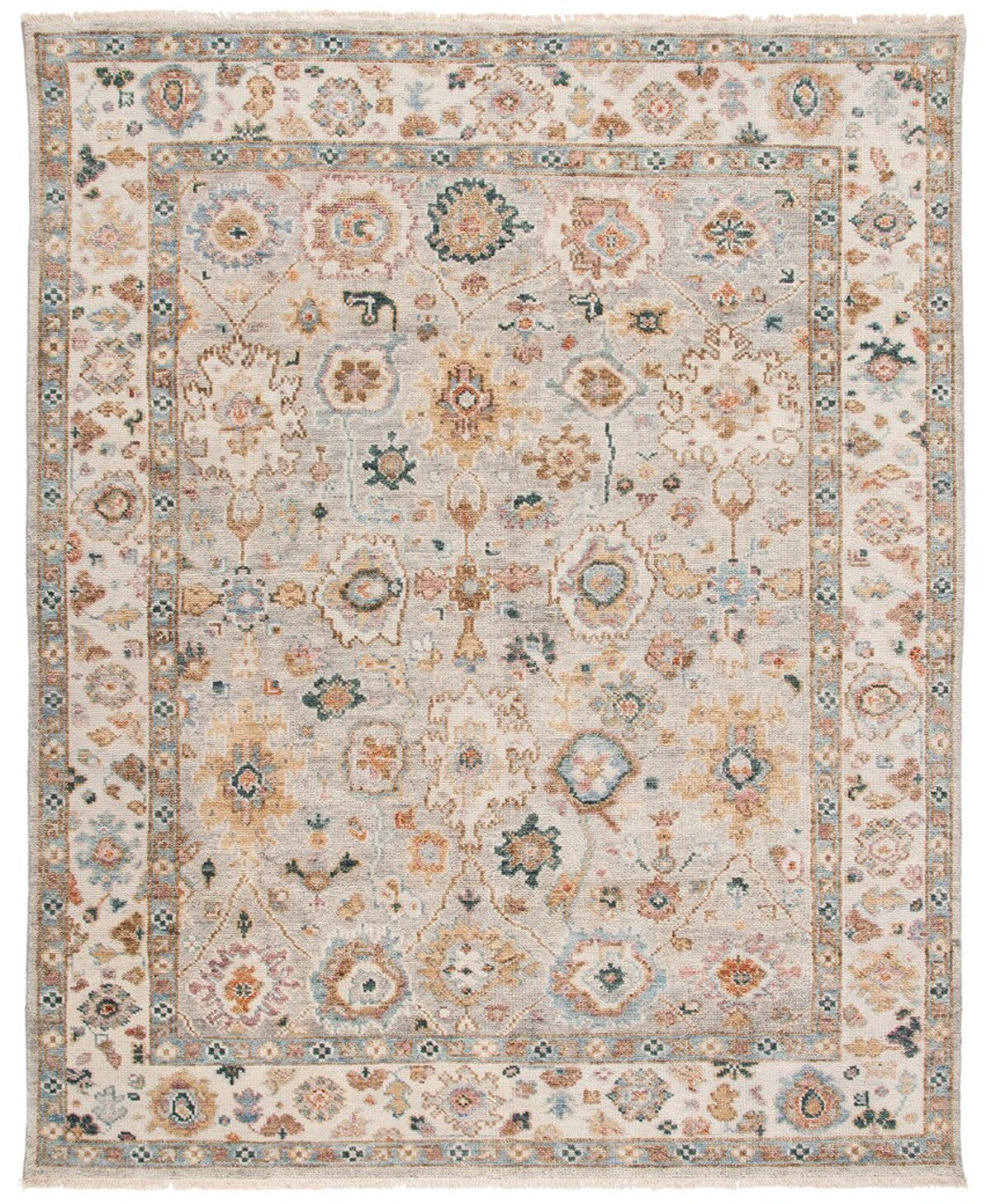 Exquisite Samarkand Style Hand Knotted Traditional Floor Rug Crafted from 70% Wool and 30% Cotton in India with Timeless Luxury Quality