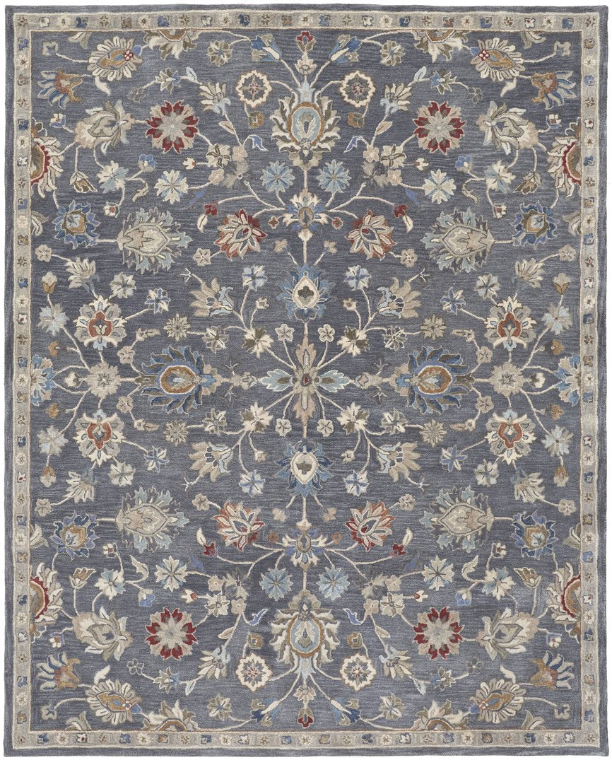 Rylan Hand-Tufted Wool Rug: Elegant Floral with Cool Tones for Transitional Homes