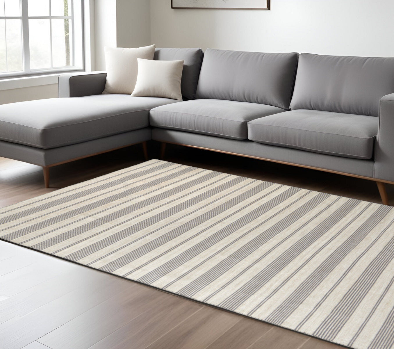 Stylish Modern Hand - Woven Stain - Resistant Area Rug with Striped Design for Comfortable Home Decor
