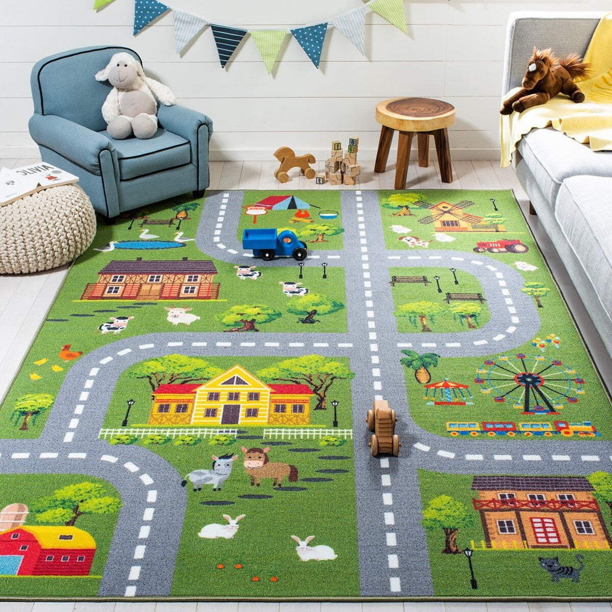 Cozy Machine-Washable Non-Slip Polyamide Rug for Kids' Playroom - Model 235