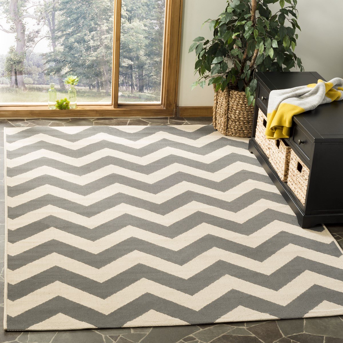Stylish Weatherproof Outdoor Rug with Striking Chevron Design for Patios