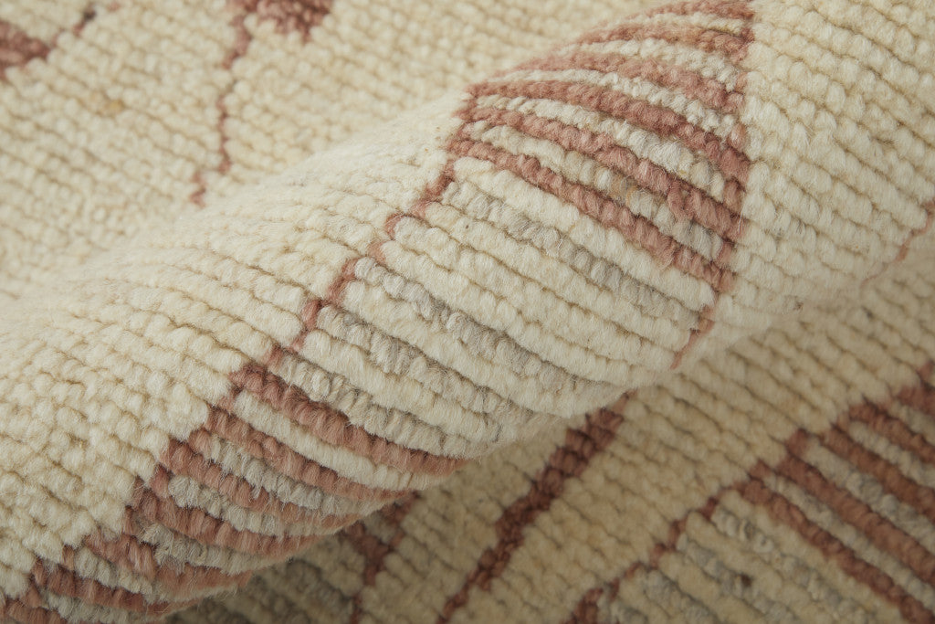 Red Hand-Knotted Wool Geometric Area Rug - Stain-Resistant for Stylish Homes