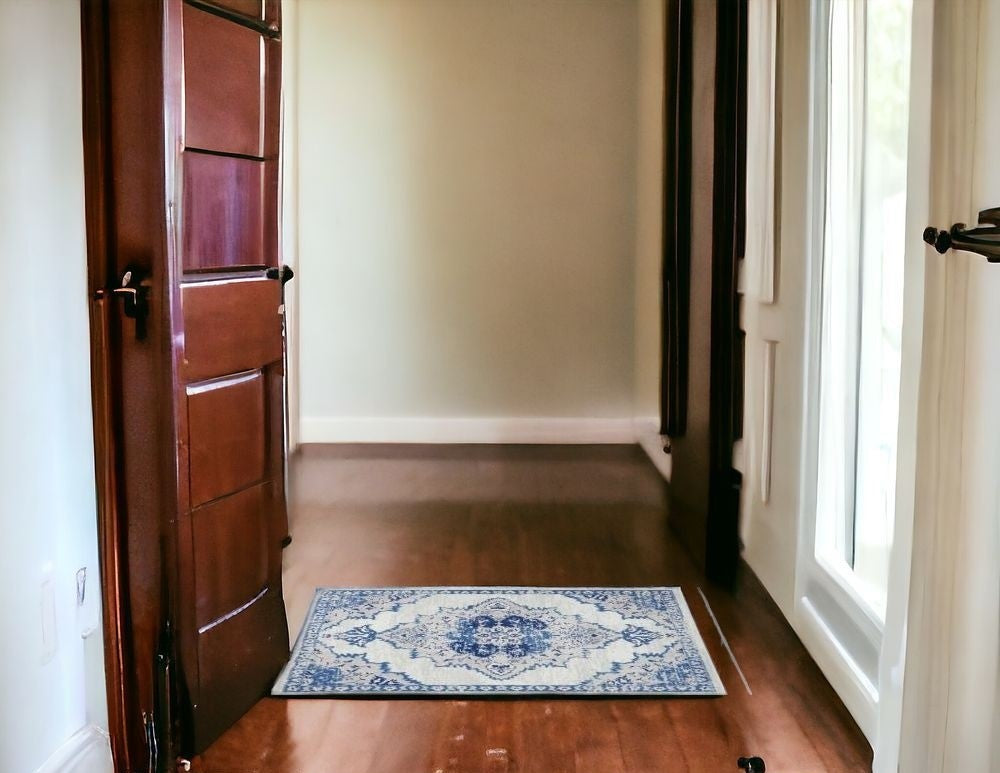 Stylish Navy Blue Floral Rectangle Area Rug for Cozy Living Spaces