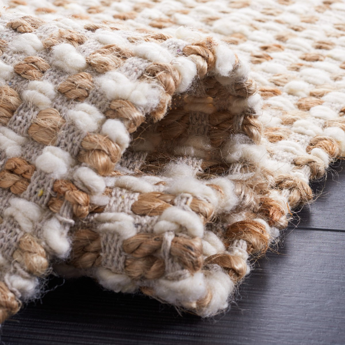 Luxurious Flat Weave Rug: 60% Jute & 40% Wool, Thick Pile for Cozy Decor