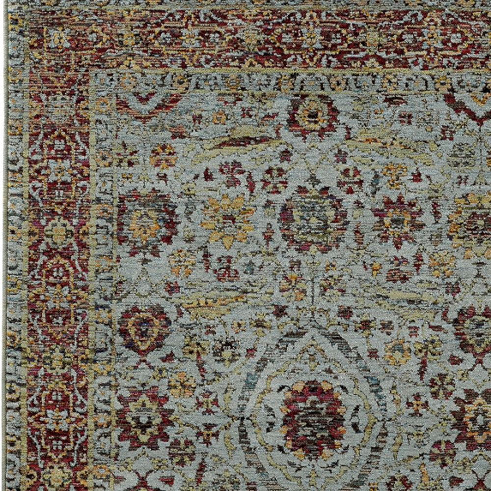 Exquisite Stain - Resistant Blue and Green Oriental Power Loom Area Runner Rug, Ideal for Family Homes with Kids and Pets