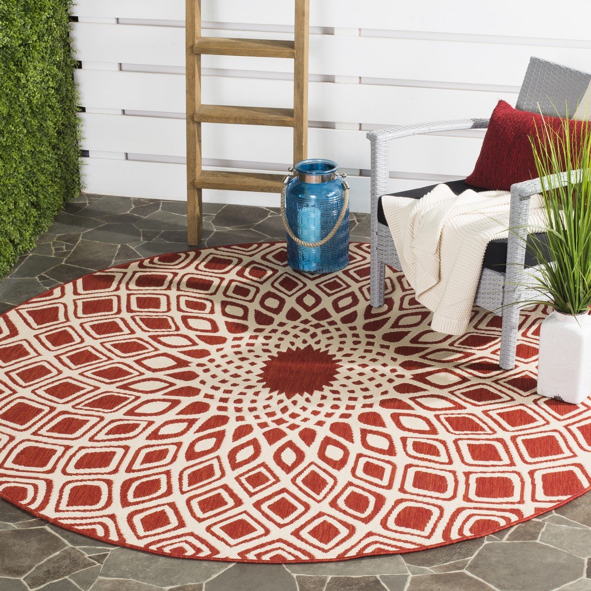 Stylish and Versatile Courtyard Power - Loomed Indoor and Outdoor Rug with Durable and Easy - to - Clean Features