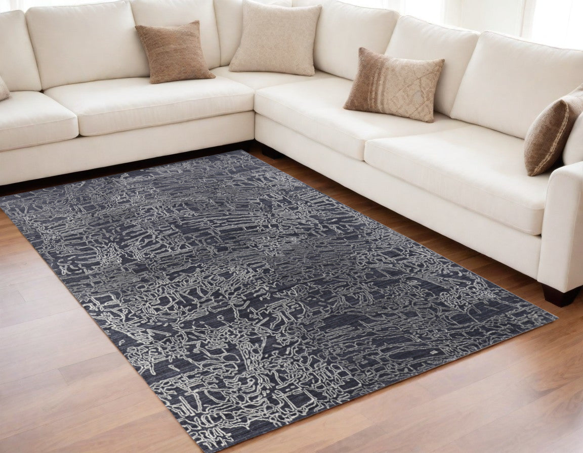 Stylish Hand-Woven Wool Blend Abstract Area Rug for Home Decor