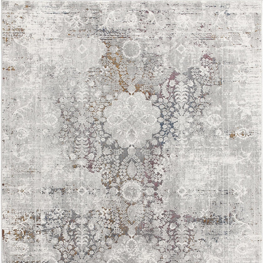 Elegant Turkish Gray Abstract Area Rug for Living & Bedroom Decor