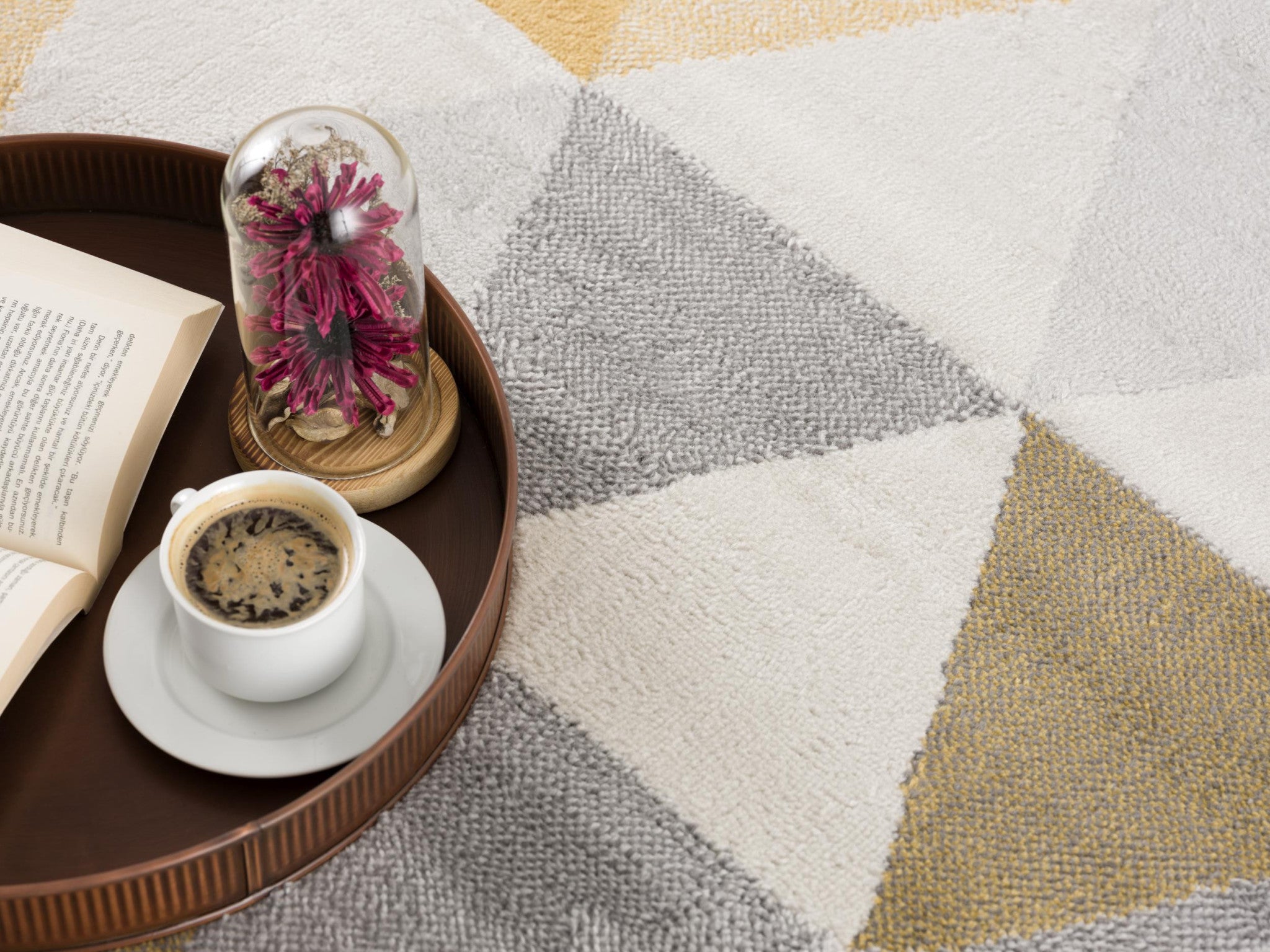 Stylish Geometric Yellow and Ivory Runner Rug - Enhance Your Space with Contemporary Warmth and Design