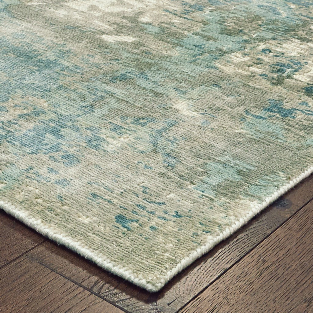 Stylish Handmade Blue and Gray Abstract Indoor Runner Rug - Soft and Calming Decor