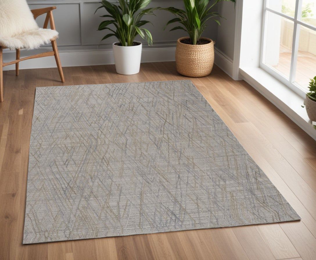 Exquisite Hand-Woven Area Rug with Elegant Gray and Ivory Abstract Design for Added Warmth and Stylish Ambiance