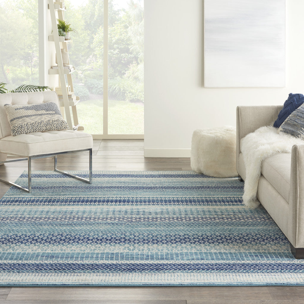 Stylish Navy Blue Southwestern Power Loom Area Rug for Cozy Home Decor