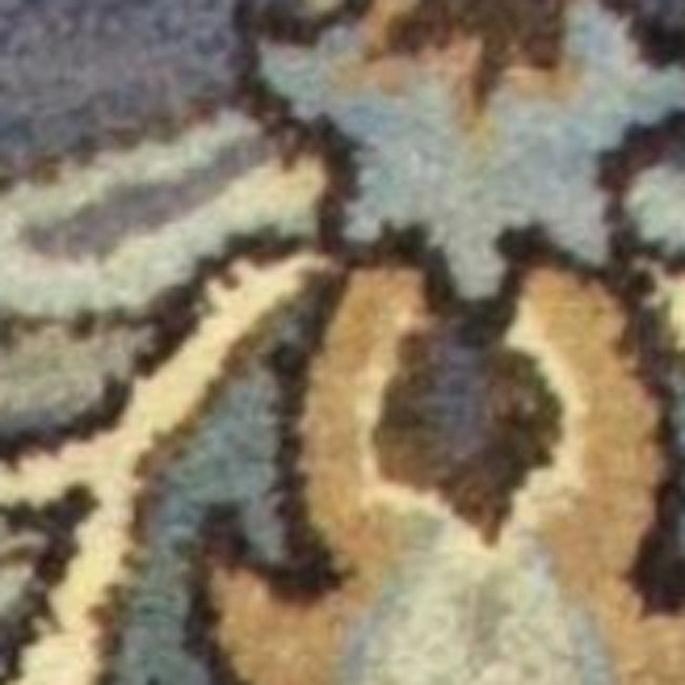 Hand-Tufted Midnight Kashan Area Rug in New Zealand Wool with Old-World Elegance