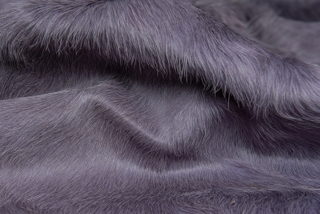 Gorgeous Hand-Knotted Purple Cowhide Area Rug: Stain-Resistant for Home Comfort