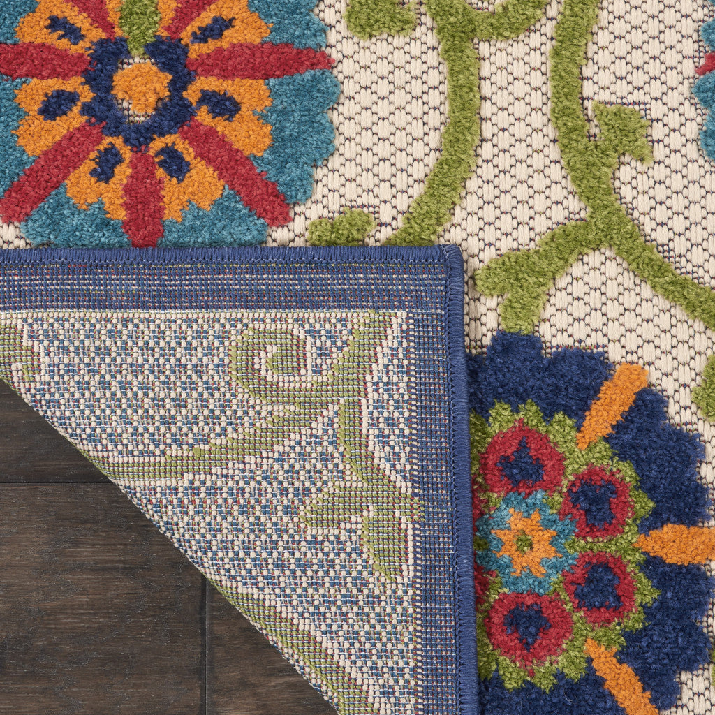 Blue Vines Indoor and Outdoor Area Runner Rug with a Stunning Vibrant Tropical Design for Home Decor and Patios