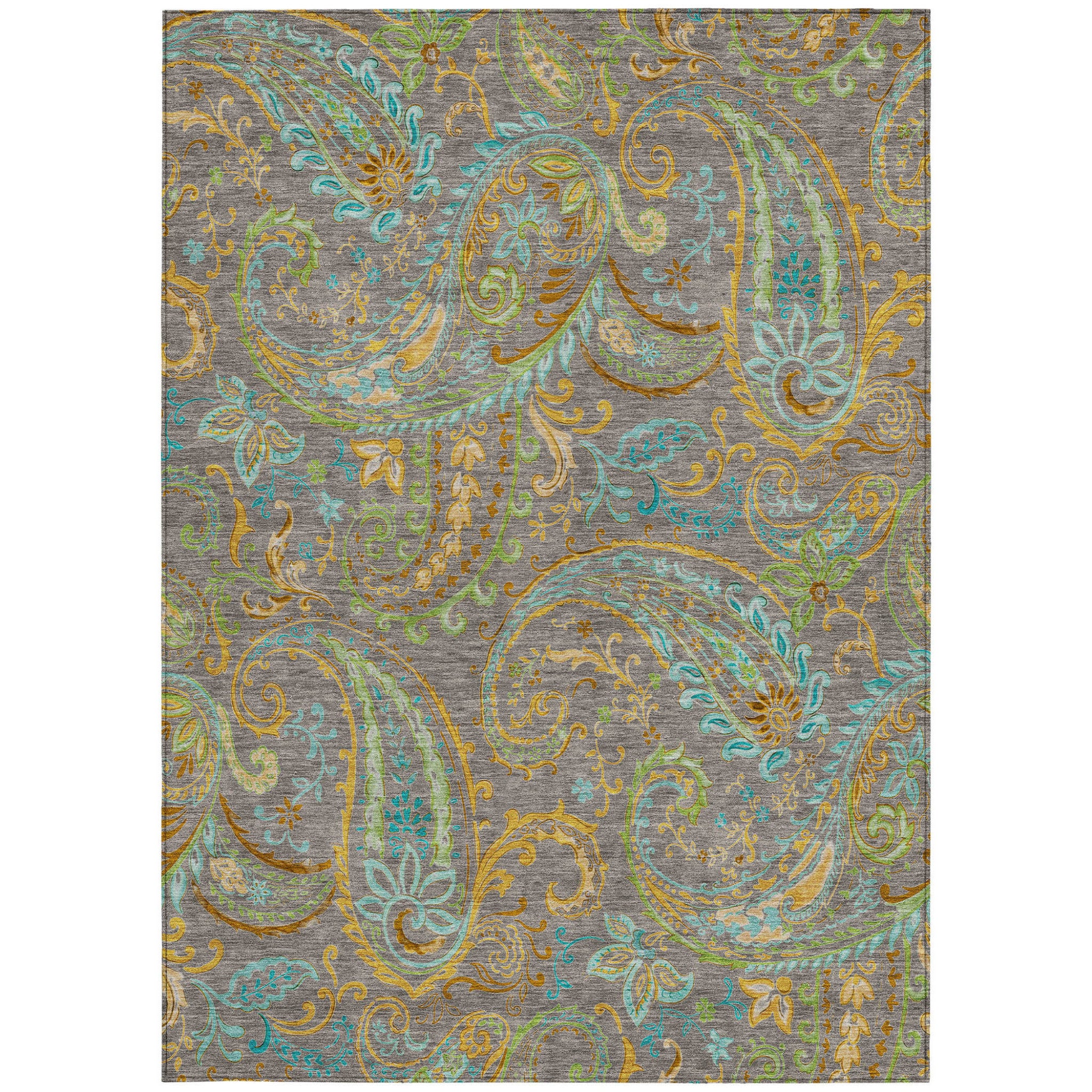 Stylish and Stain-Resistant Washable Outdoor Area Runner Rug with Paisley Pattern - Perfect for Spaces with Kids and Pets