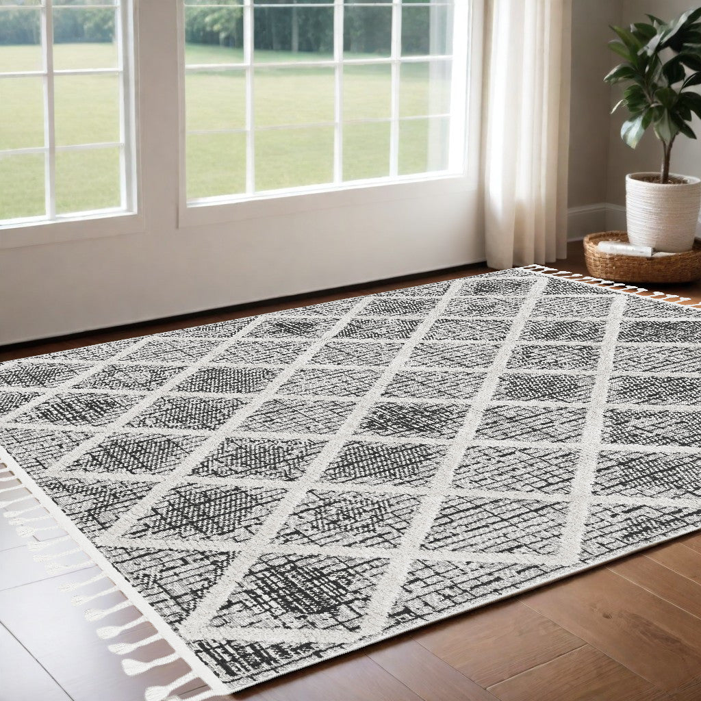 12x15 ft Charcoal Geometric Machine - Made Polyester Area Rug for Stylish Home Decor