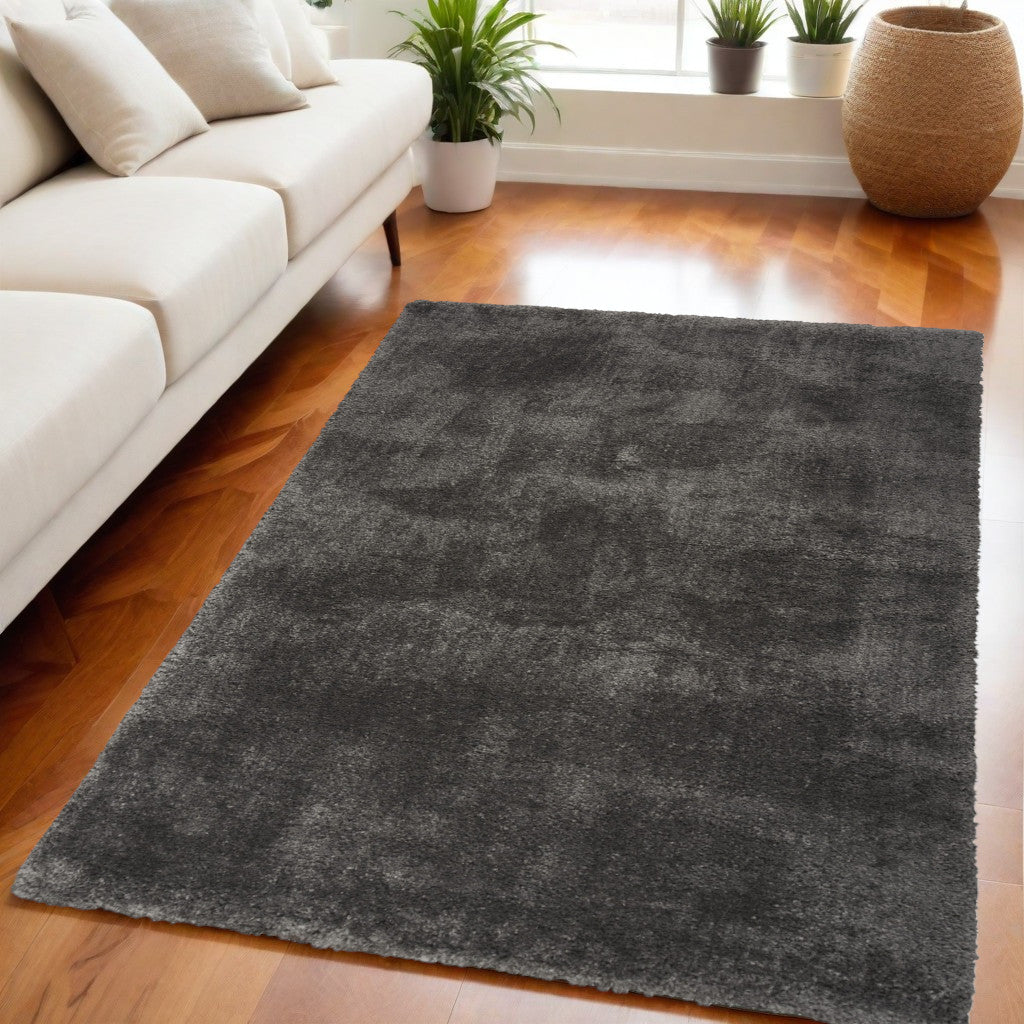 5' x 7' Durable and Stain-Resistant Gray Shag Area Rug - A Soft and Luxurious Addition for Kids' and Pets' Spaces