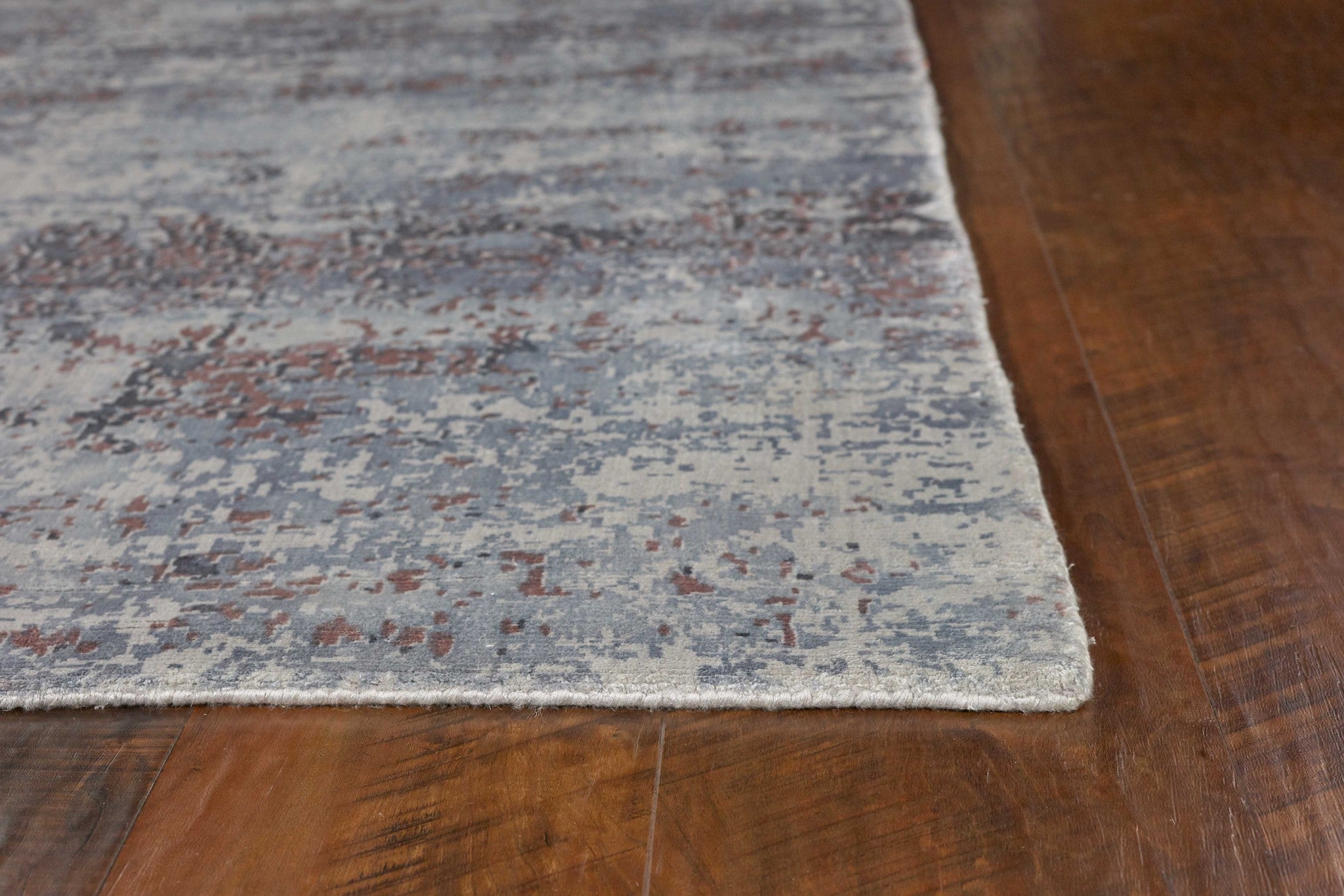 Hand-Loomed Viscose Slate Pulse Area Rug with Unique Watercolor Patterns for Modern Homes