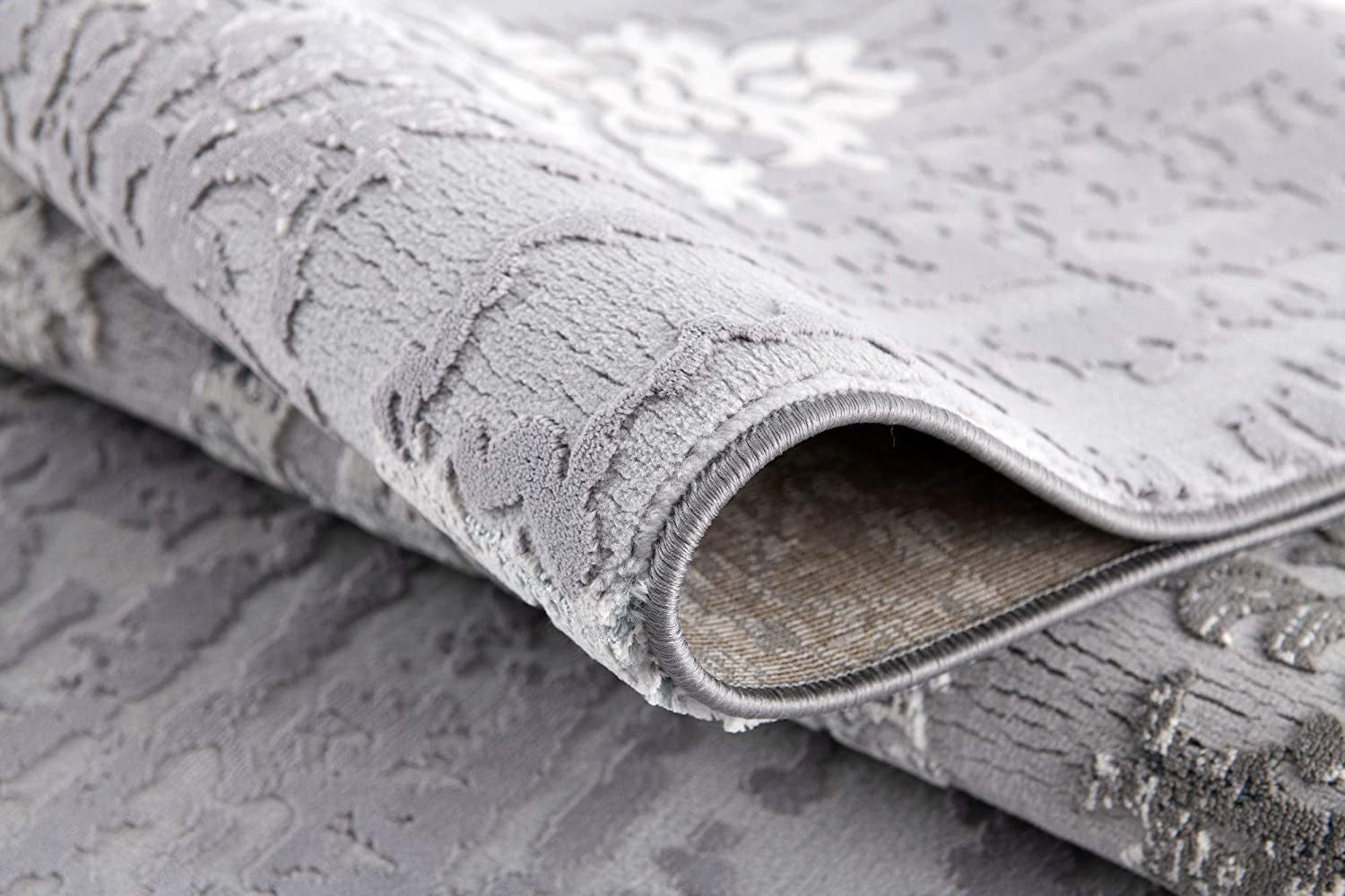 6' x 9' Gray Damask Power Loom Area Rug - Stunning Design for Home Decor Upgrade