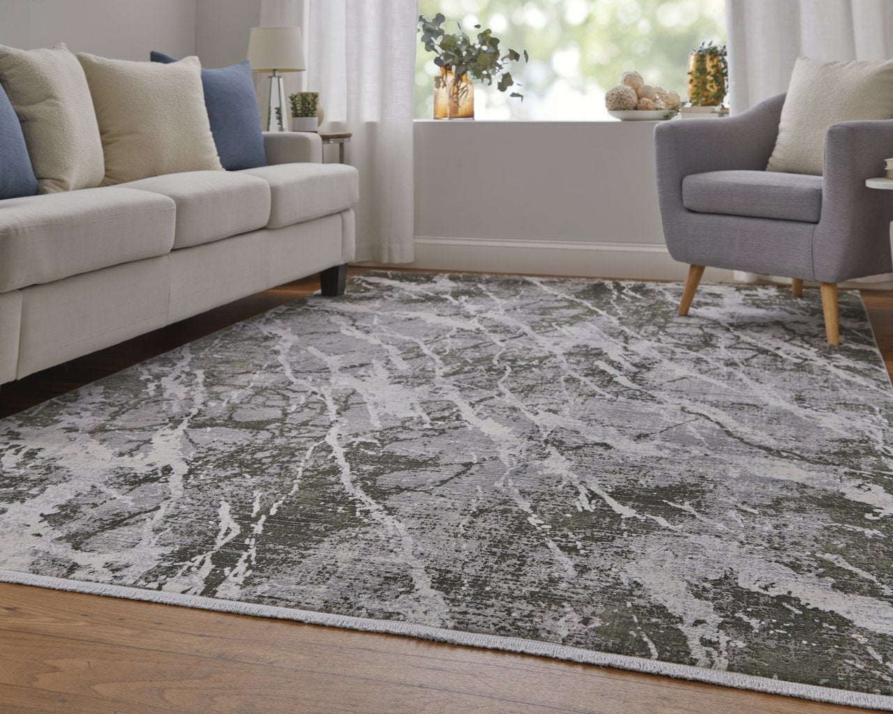 Cadiz-Inspired Modern Bohemian Abstract Watercolor Area Rug with Poetic Spanish Colors