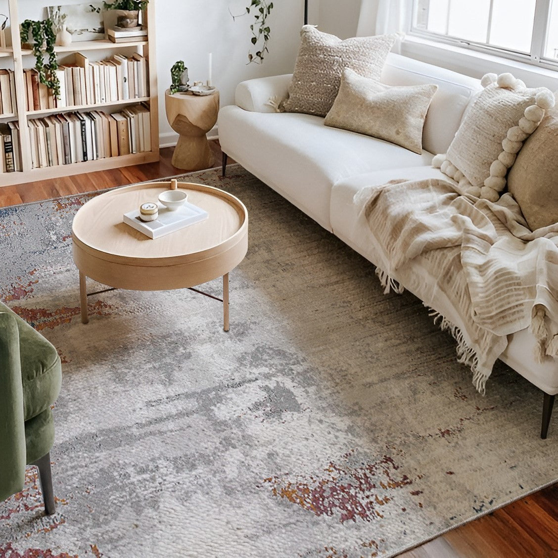 Gray and Ivory Stain-Resistant Modern Abstract Area Rug for Cozy Spaces