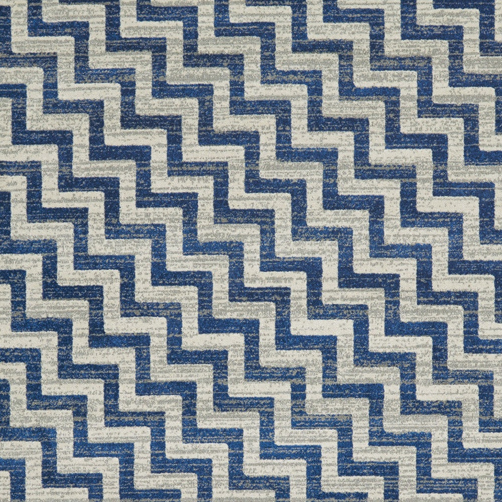 8x11 ft Blue & Gray Chevron Area Rug - Stain-Resistant for Kids, Pets & Any Room