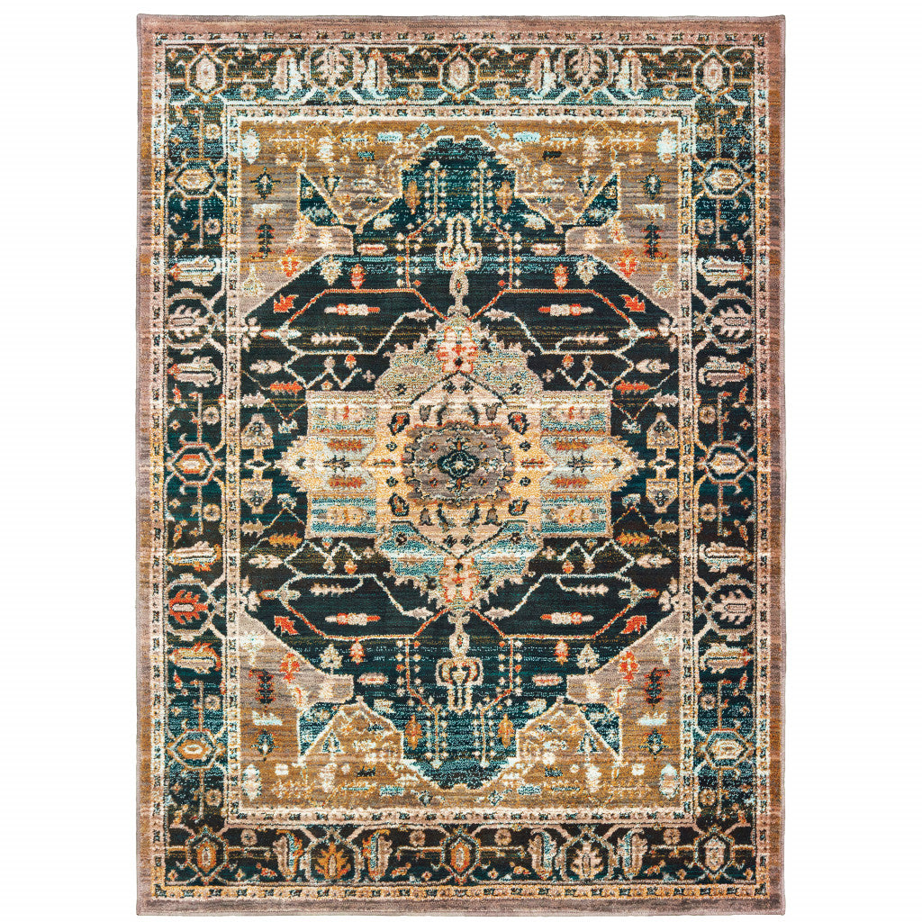 High - Quality Stain - Resistant Oriental Runner Rug with Stylish Blue, Gold, Grey, Orange, Ivory, and Teal Design for Home Decor