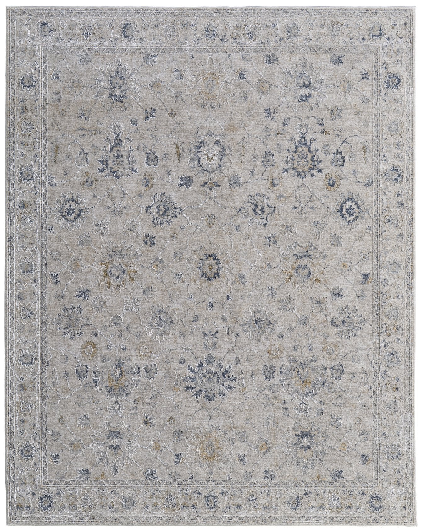 Pasha Collection Soft Stain-Resistant Low Pile Floral Rug for High-Traffic Areas