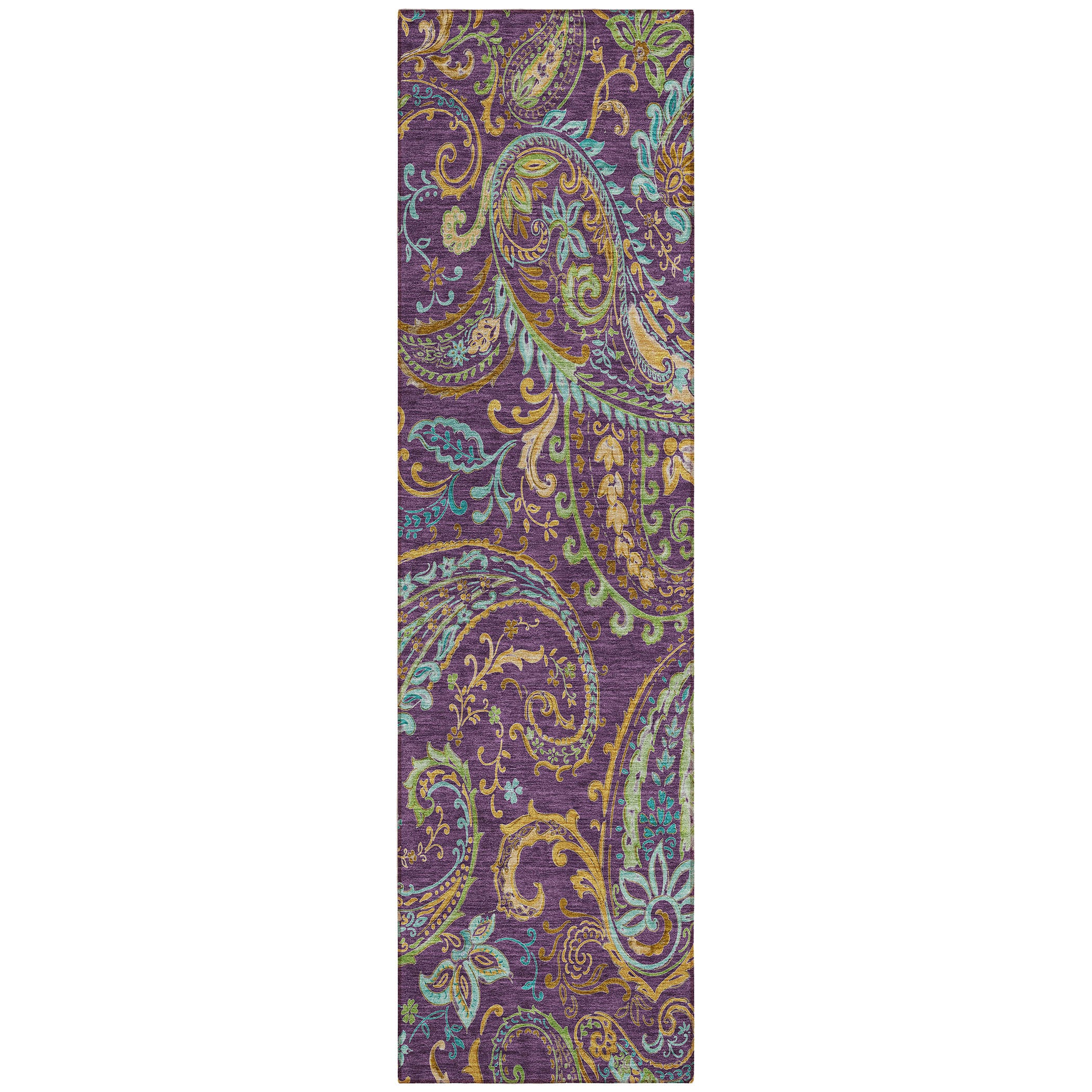 Stylish and Stain-Resistant Washable Outdoor Area Runner Rug with Paisley Pattern - Perfect for Spaces with Kids and Pets