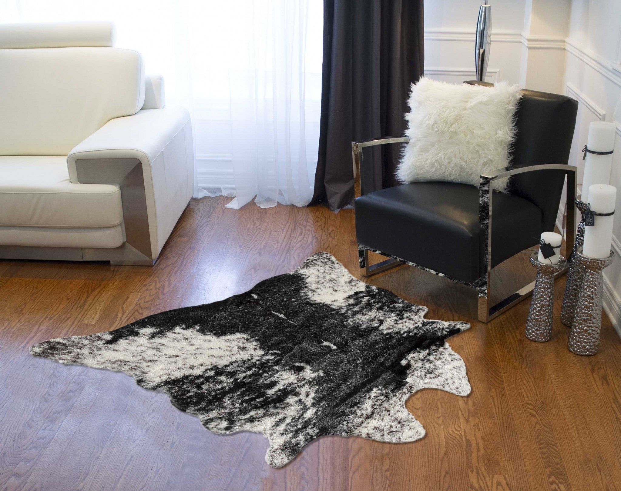Handmade S&P Black and White Animal Print Area Rug for Distinctive Home Decor