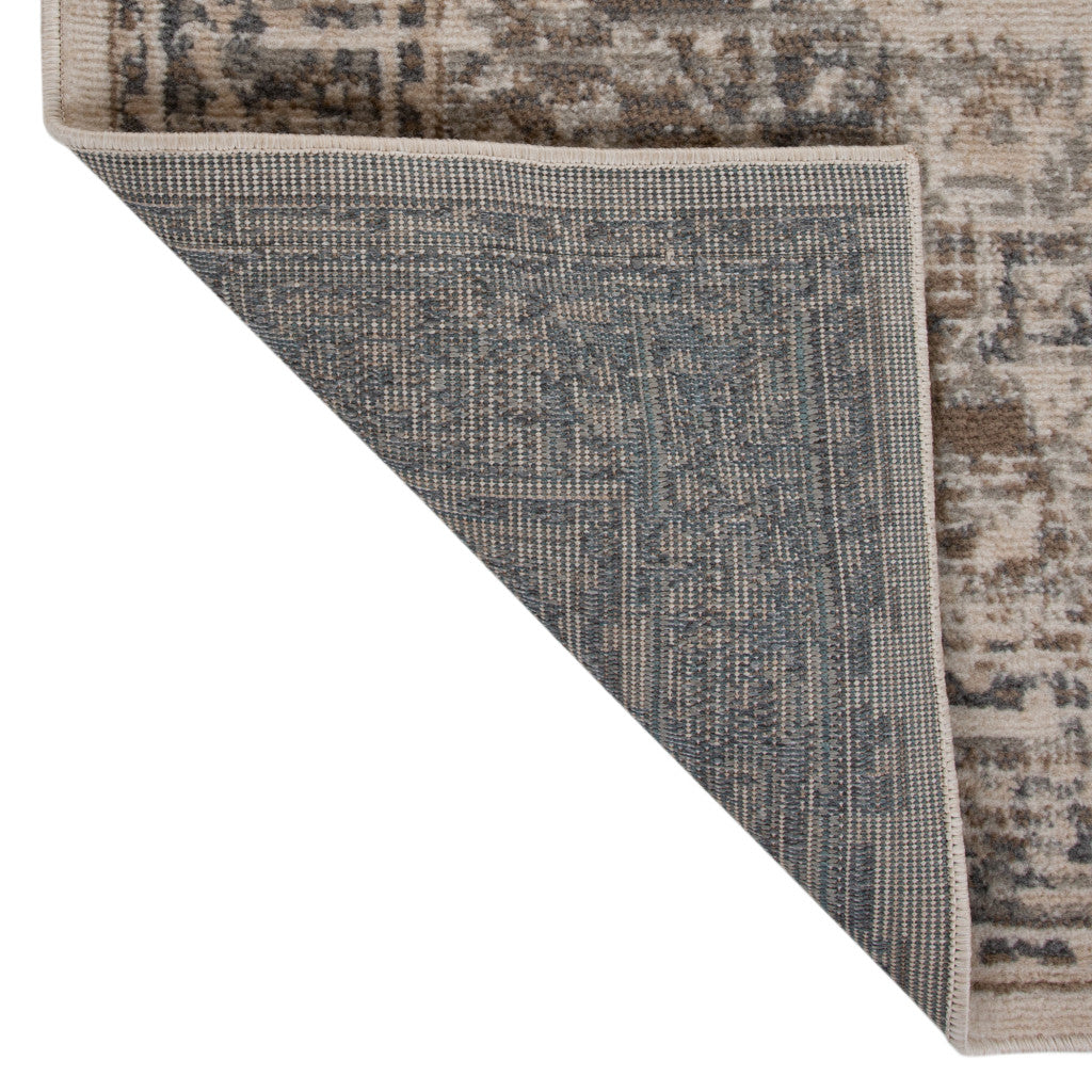 Stain-Resistant Gray and Light Beige Medallion Area Rug, Ideal for Homes with Pets and Kids