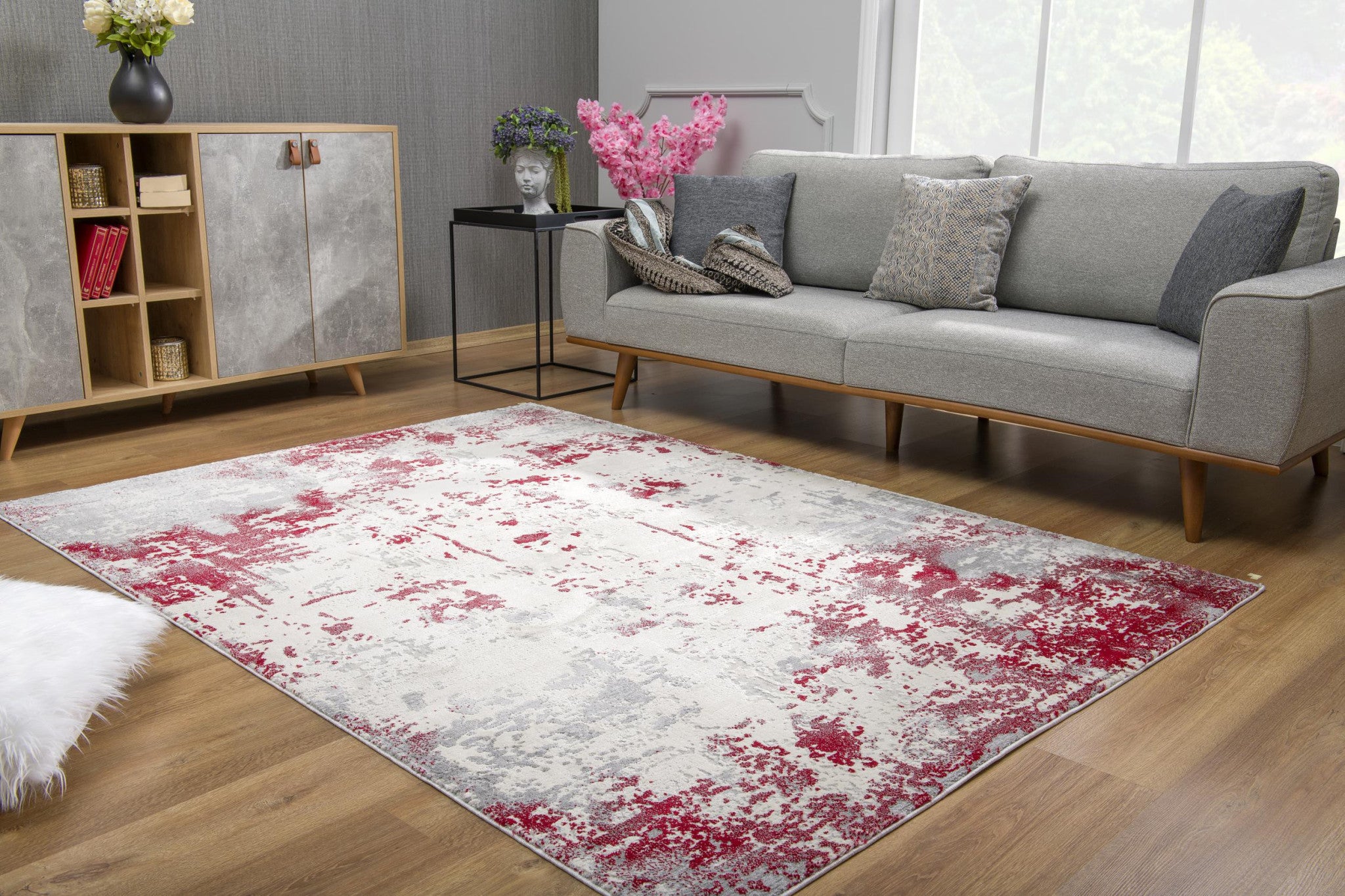 Stylish Red Abstract Dhurrie Area Rug for Adding Comfort and Warmth to Your Home Decor