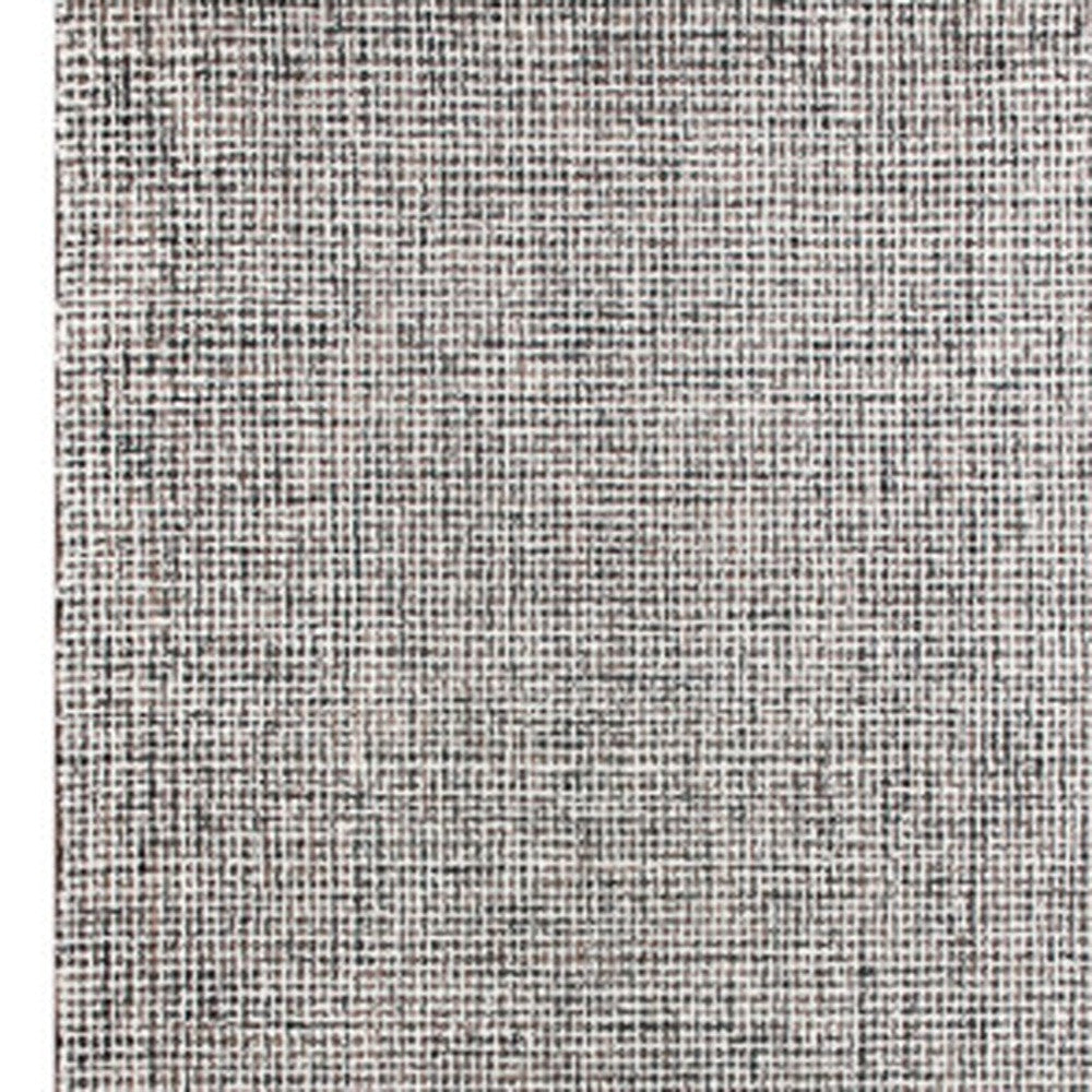 8-Foot Hand-Tufted Gray and Ivory Wool Checkered Runner Rug for Walkways