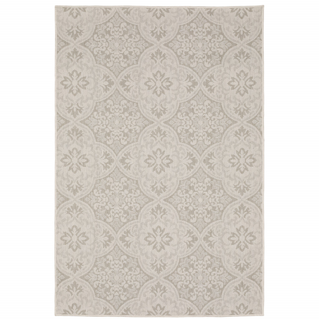 Fashionable Gray and Ivory Floral Indoor-Outdoor Area Carpet – Stain-Resistant and Ideal for Families