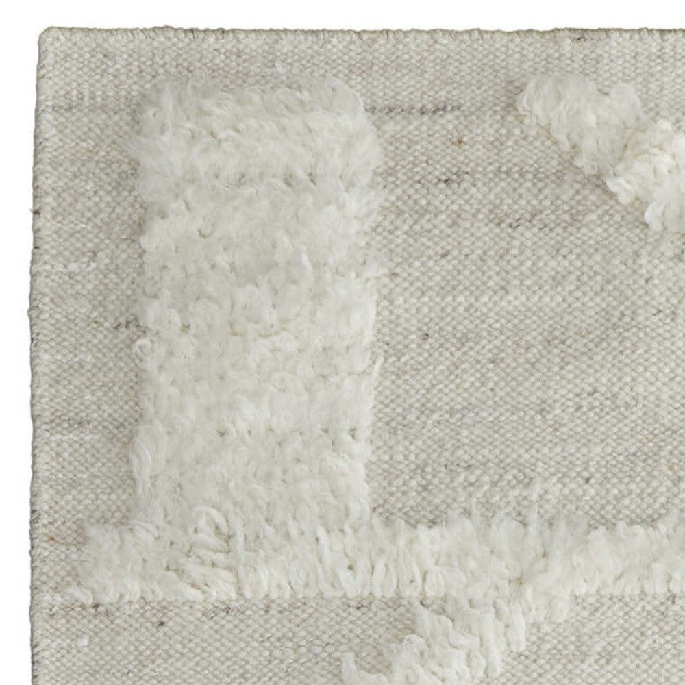 Exquisite Hand-Woven Tan and Ivory Geometric Area Rug for Cozy Living Spaces