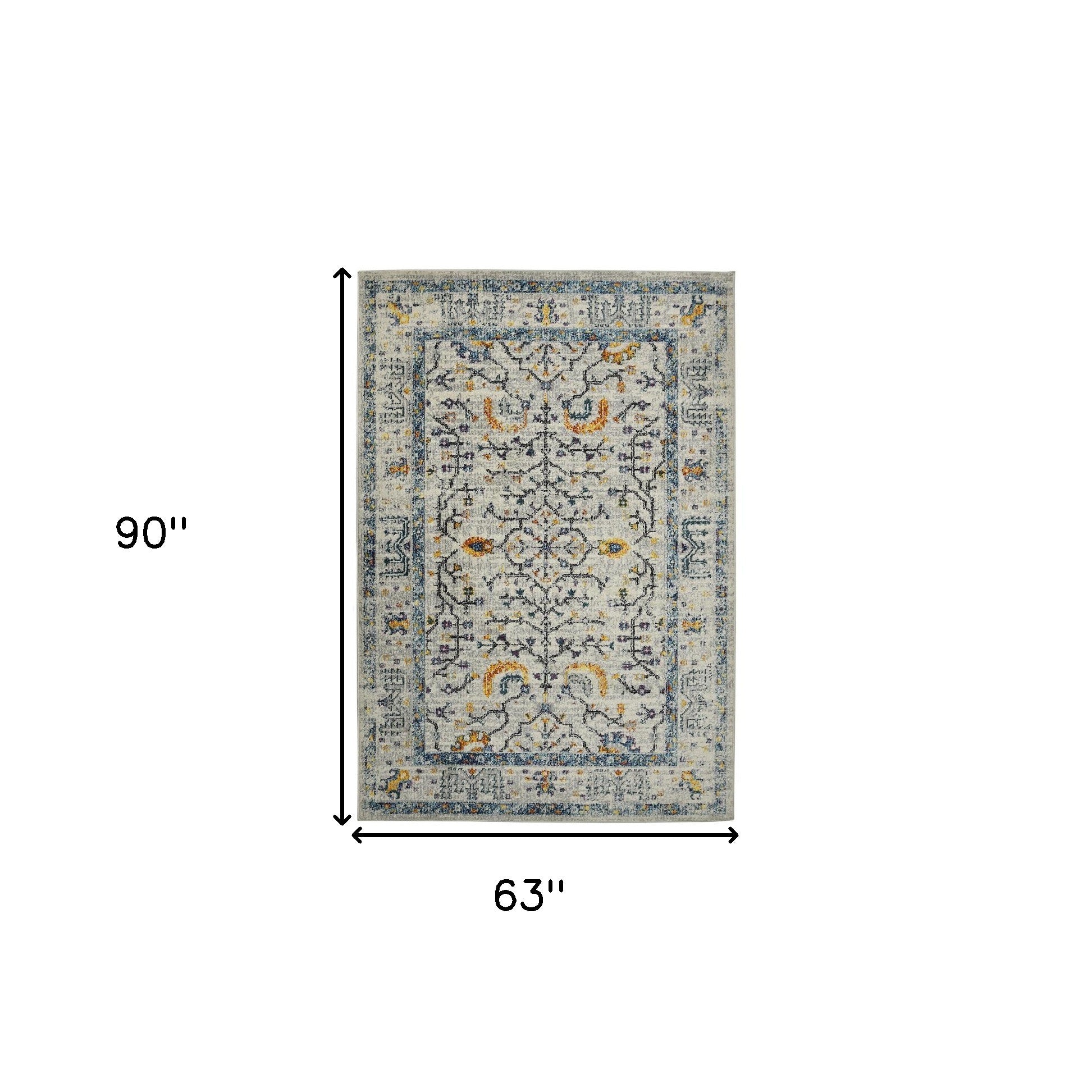 Stain-Resistant Elegant Yellow and Ivory Outdoor Runner Rug for Indoors and Outdoors