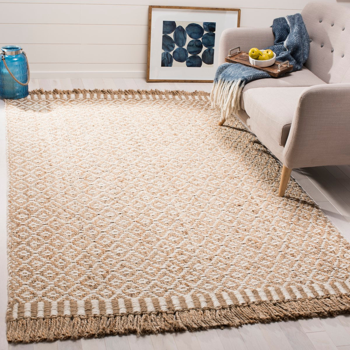 Soft and Textured Natural Hand-Woven Jute Rug for Coastal or Urban Decor