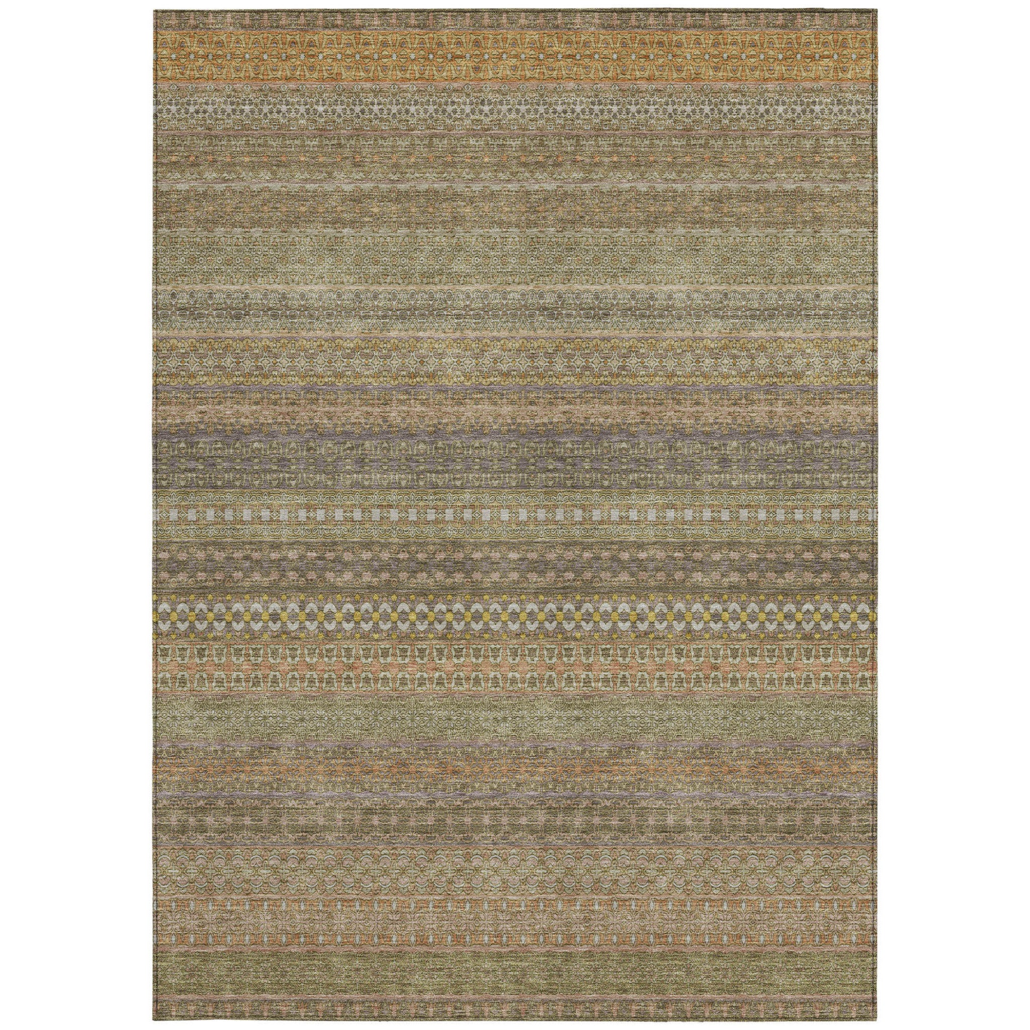 Artichoke Green Striped Indoor-Outdoor Runner Rug: Stain-Resistant, Washable & Stylish