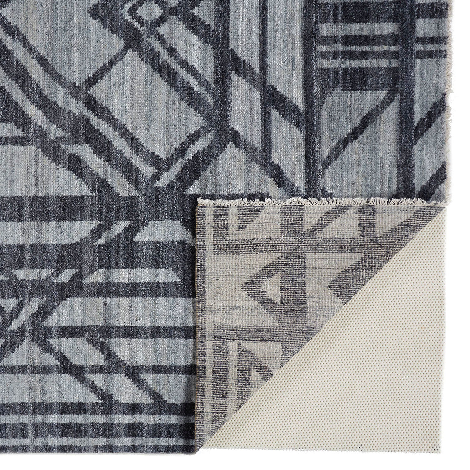 Stain-Resistant Hand-Knotted Wool Area Rug with Geometric Design, Ideal for Kids and Pets