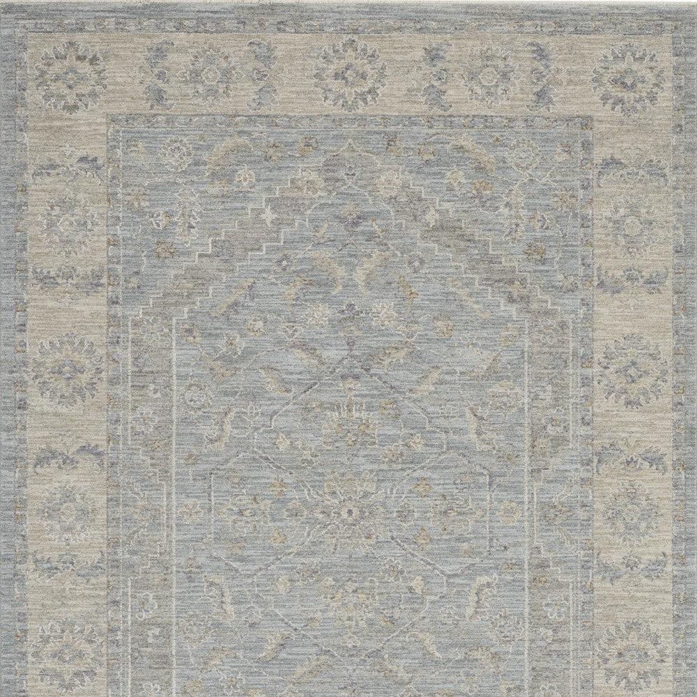 Stylish 5' x 8' Beige and Blue Floral Power Loom Area Rug for Home Decor Refresh