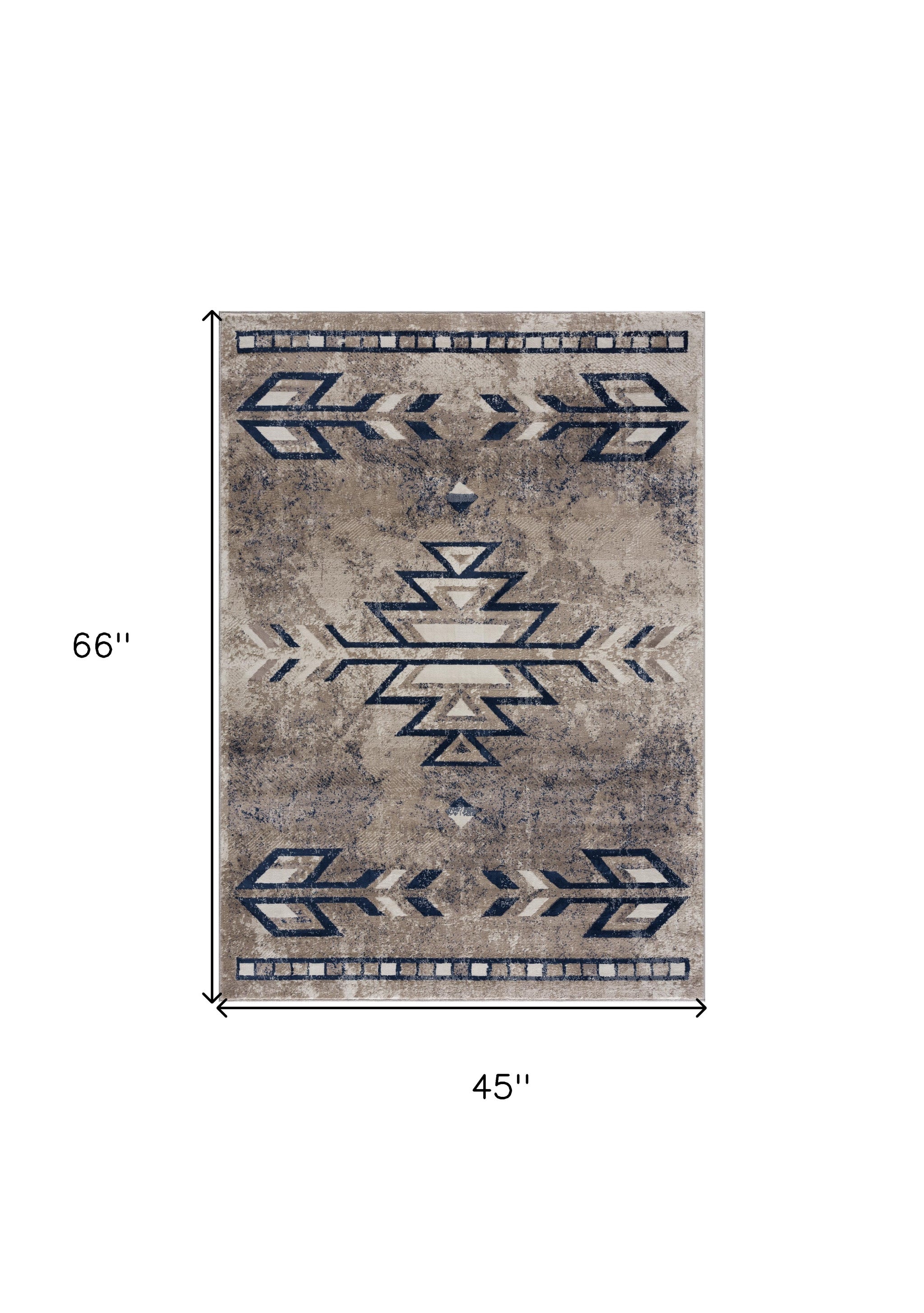 Exquisite Bohemian Chic Area Rug with Distinctive Beige and Blue Geometric Pattern - A Durable, Soft, and Fashionable Decorative Addition for Your Space