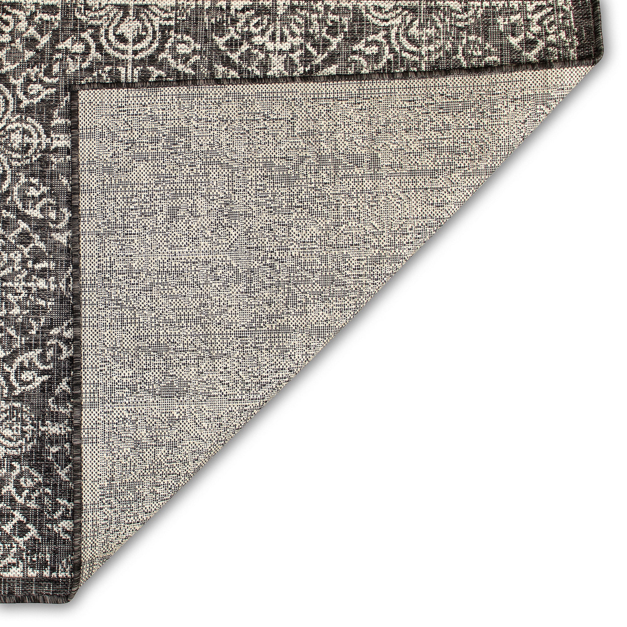 Carmel Weather-Resistant Antique Tile Rug with Stenciled Medallion for Indoor/Outdoor
