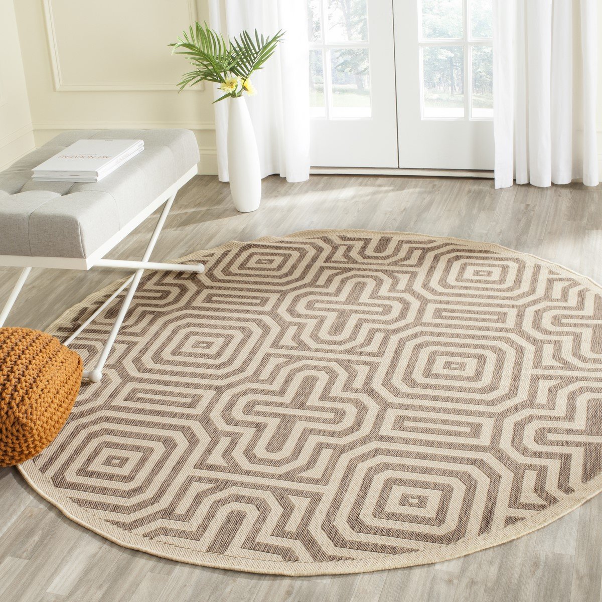 Artistic Geometric Design Courtyard Indoor and Outdoor Polypropylene Rug with Durable, Stain-Resistant, All-Weather Features