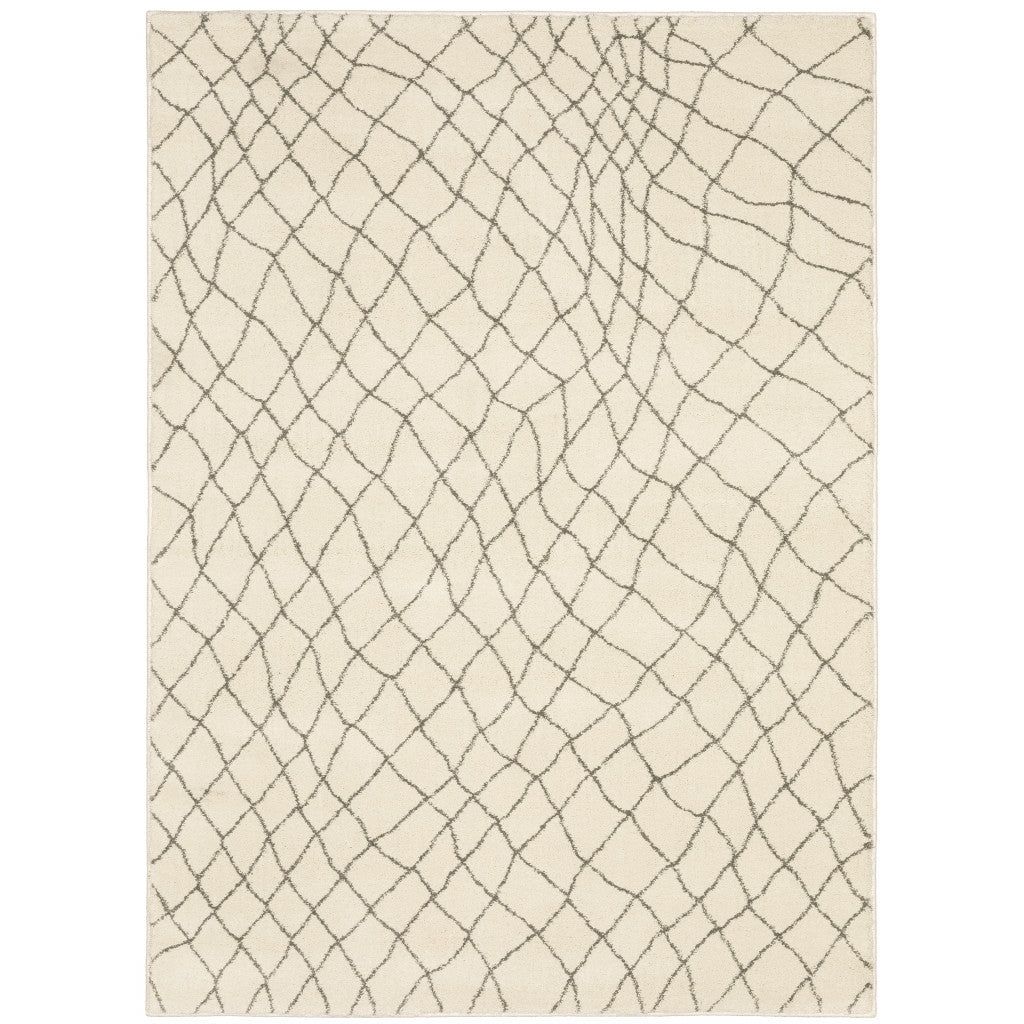 High - Quality Stain - Resistant Geometric Area Runner Rug in Ivory and Grey for Adding Warmth and Style to Your Home Interior