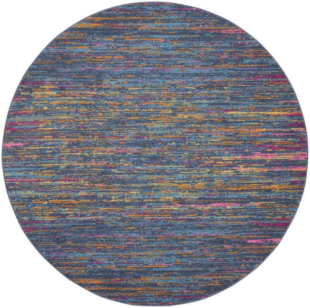 Blue Distressed Striations Area Rug - A Piece of Modern Abstract Art for Stylish Contemporary Living Spaces