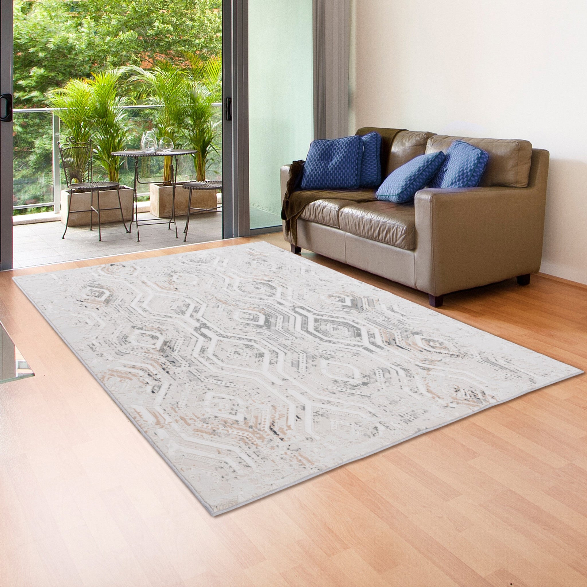 Modern and Elegant Cream Abstract Distressed Polyester Area Rug for Elevating Your Living Space with Warmth