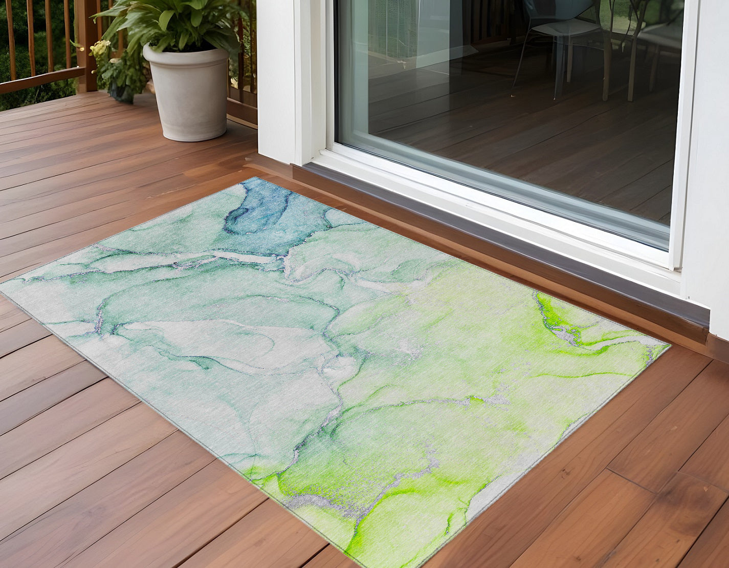 Stylish and Functional 8-Foot Abstract Washable Runner Rug for Indoor and Outdoor Use with Stain Resistant and Non-Skid Design